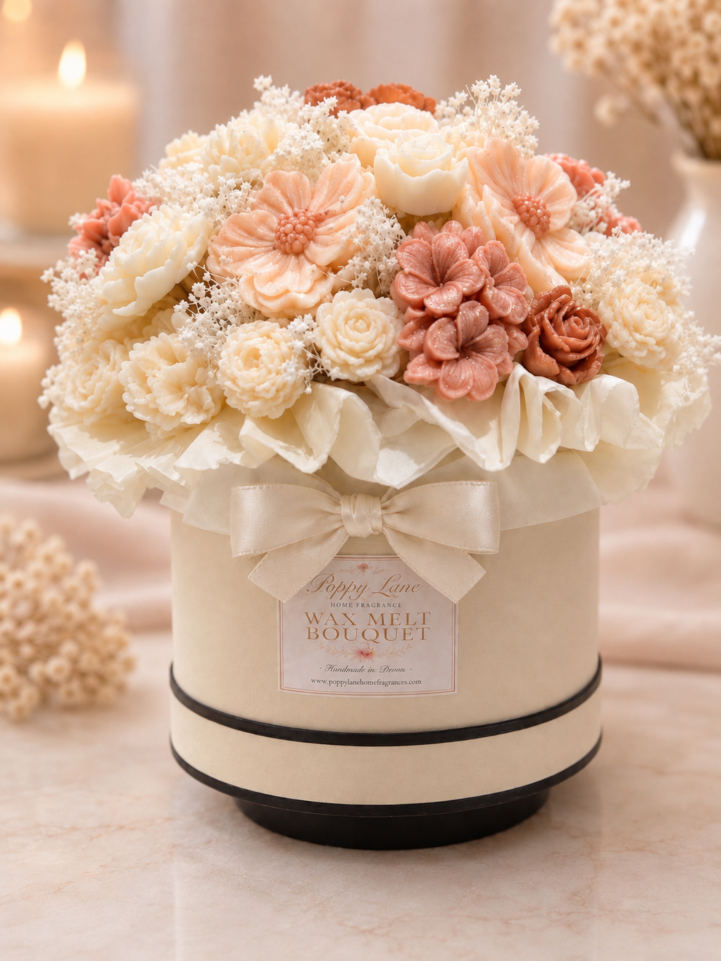 Large Luxury Wax Melt Flower Bouquet | Pink Vanilla & Cocoa Blossom