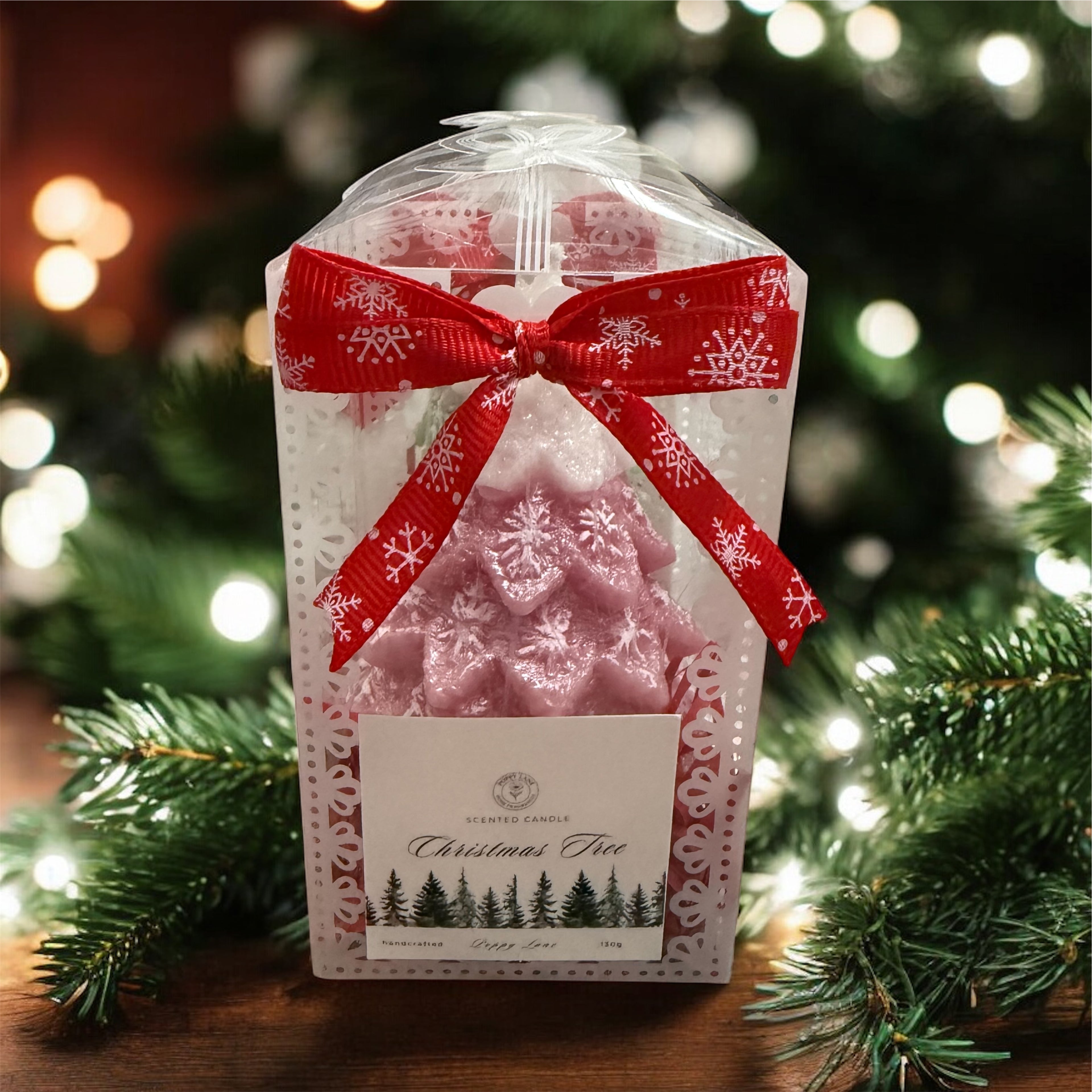 Festive Tree  Scented Candle Christmas Tree Design with Snowflake Detail for Festive fragrance