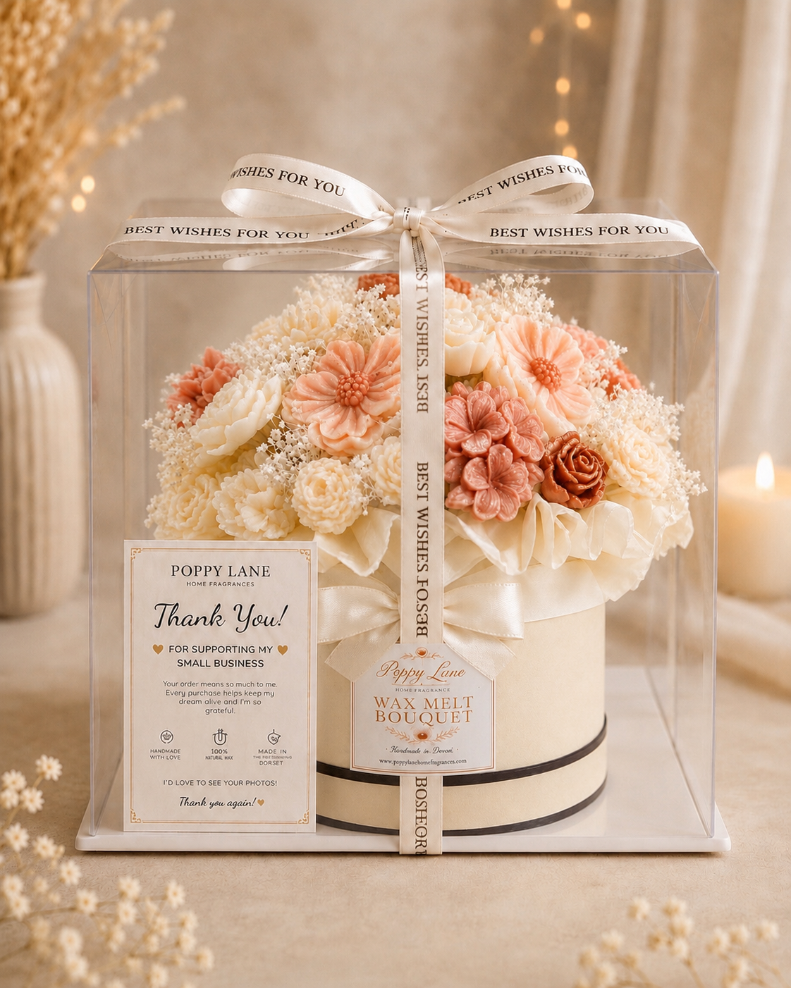 Large Luxury Wax Melt Flower Bouquet | Pink Vanilla & Cocoa Blossom