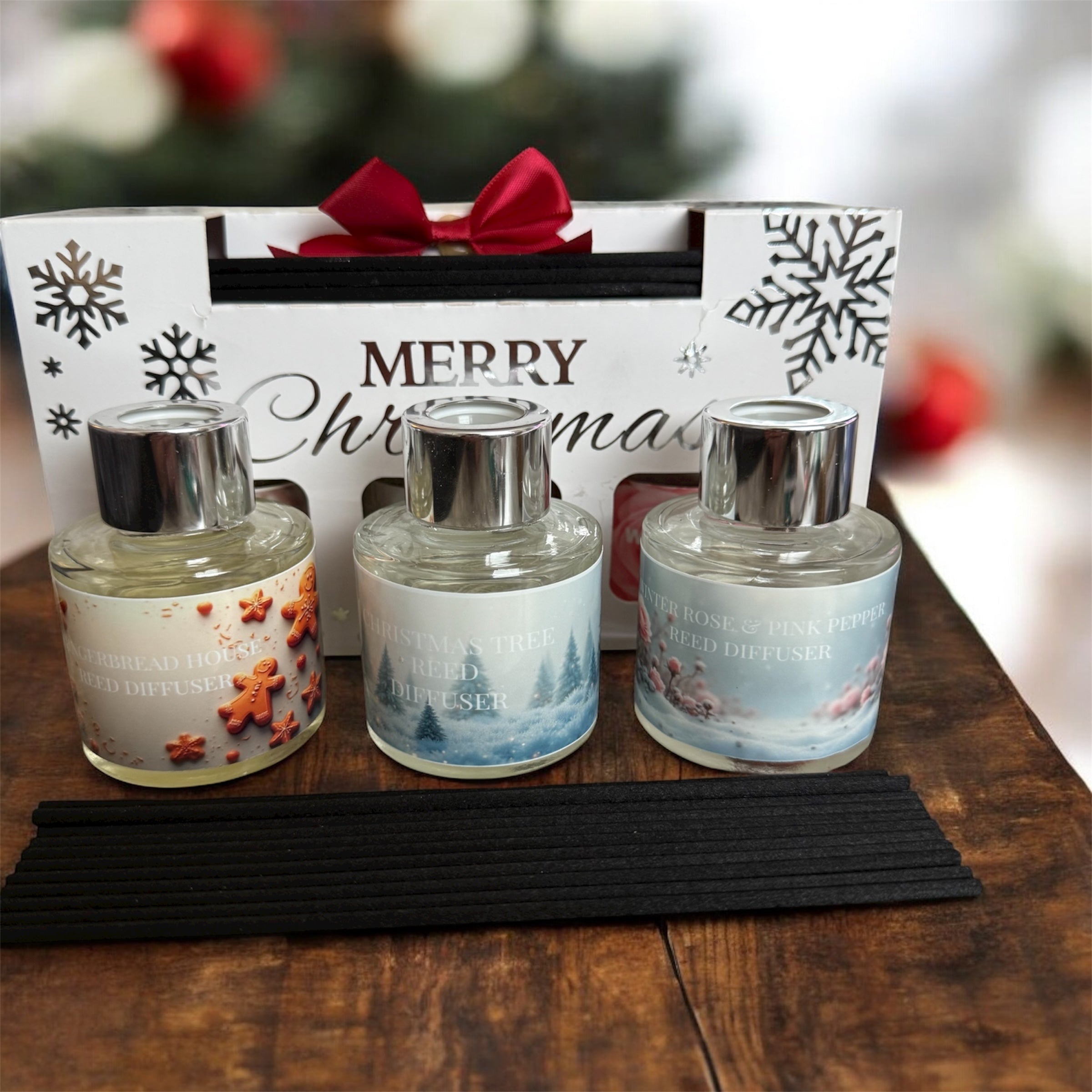 3 x 50ml Festive Reed Diffusers – Christmas Gift Set