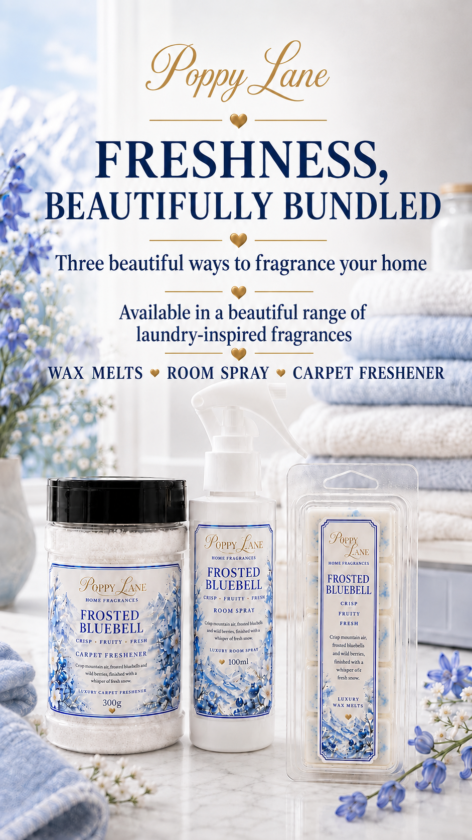 Home Fragrance Trio | Room Spray, Carpet Freshener & Wax Melt